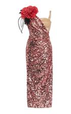 Dolce & Gabbana Floral-embellished One-shoulder Sequined Dress