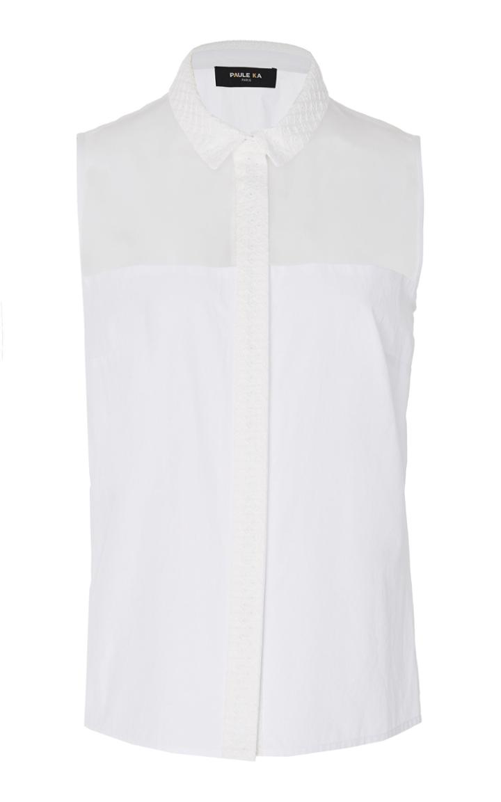 Paule Ka Sleeveless Broderie Anglaise Blouse