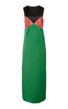 Marina Moscone Color-block Satin Maxi Dress