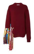 Oscar De La Renta Fringe-trimmed Wool-cashmere Sweater