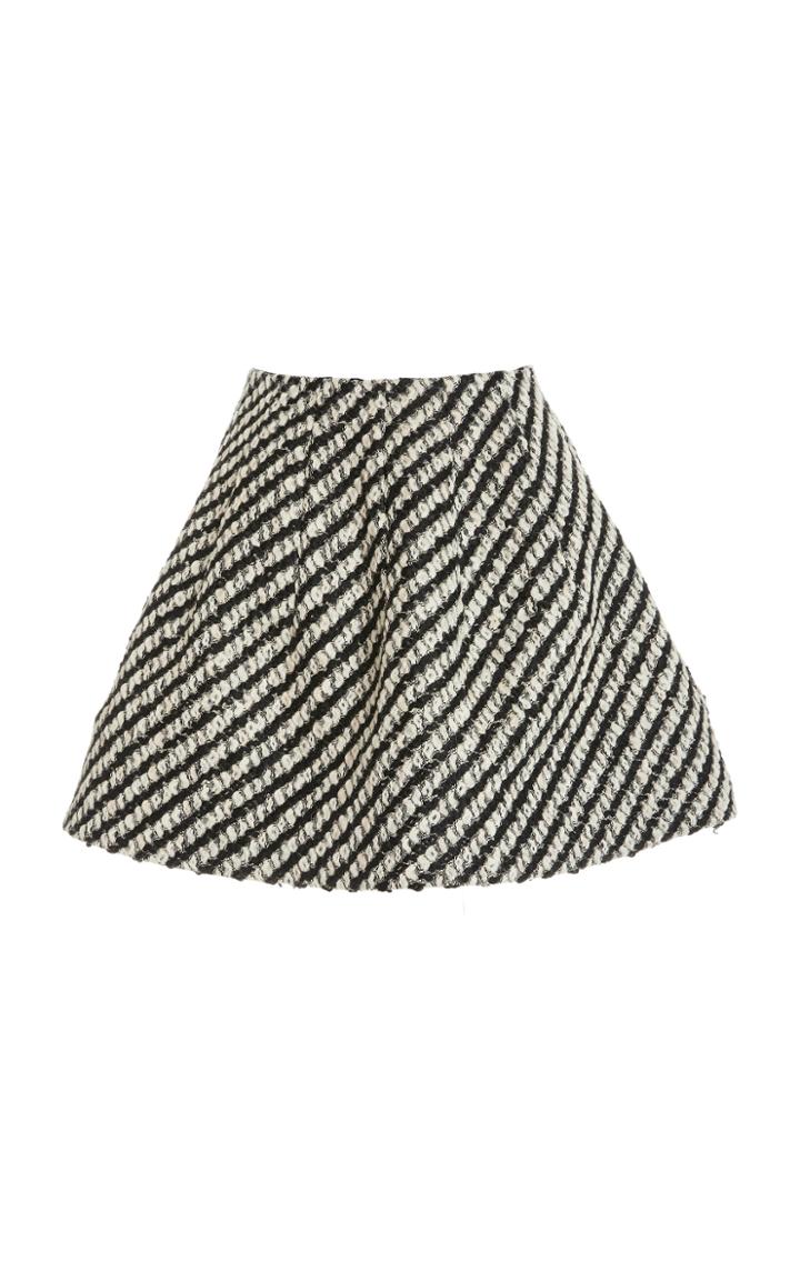Moda Operandi Oscar De La Renta Striped Wool Cotton Mini Skirt