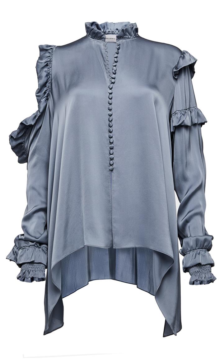 Magda Butrym Long Sleeve Ruffle Blouse