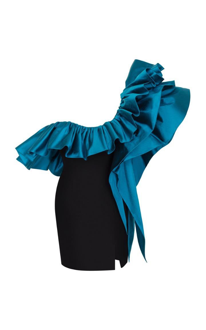 Rasario Ruffled One-shoulder Crepe Dress