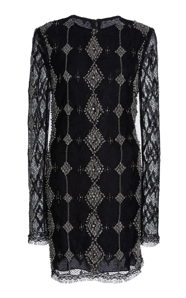 Sally Lapointe Embroidered Lace Mini Dress