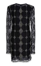 Sally Lapointe Embroidered Lace Mini Dress