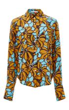 Tome Mustard Floral Print Classic Wide Cuff Shirt