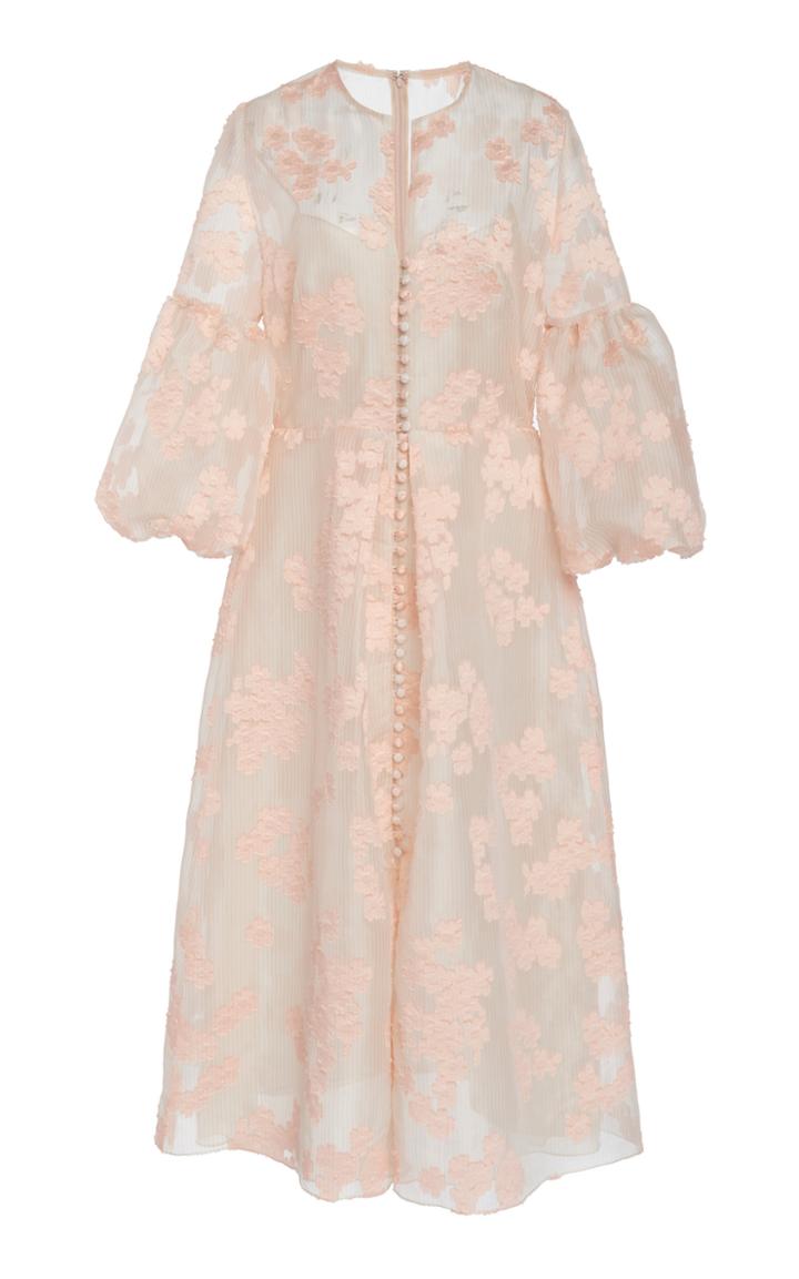 Lela Rose Full Sleeve Button Front Silk Dress
