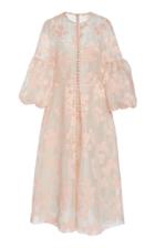 Lela Rose Full Sleeve Button Front Silk Dress