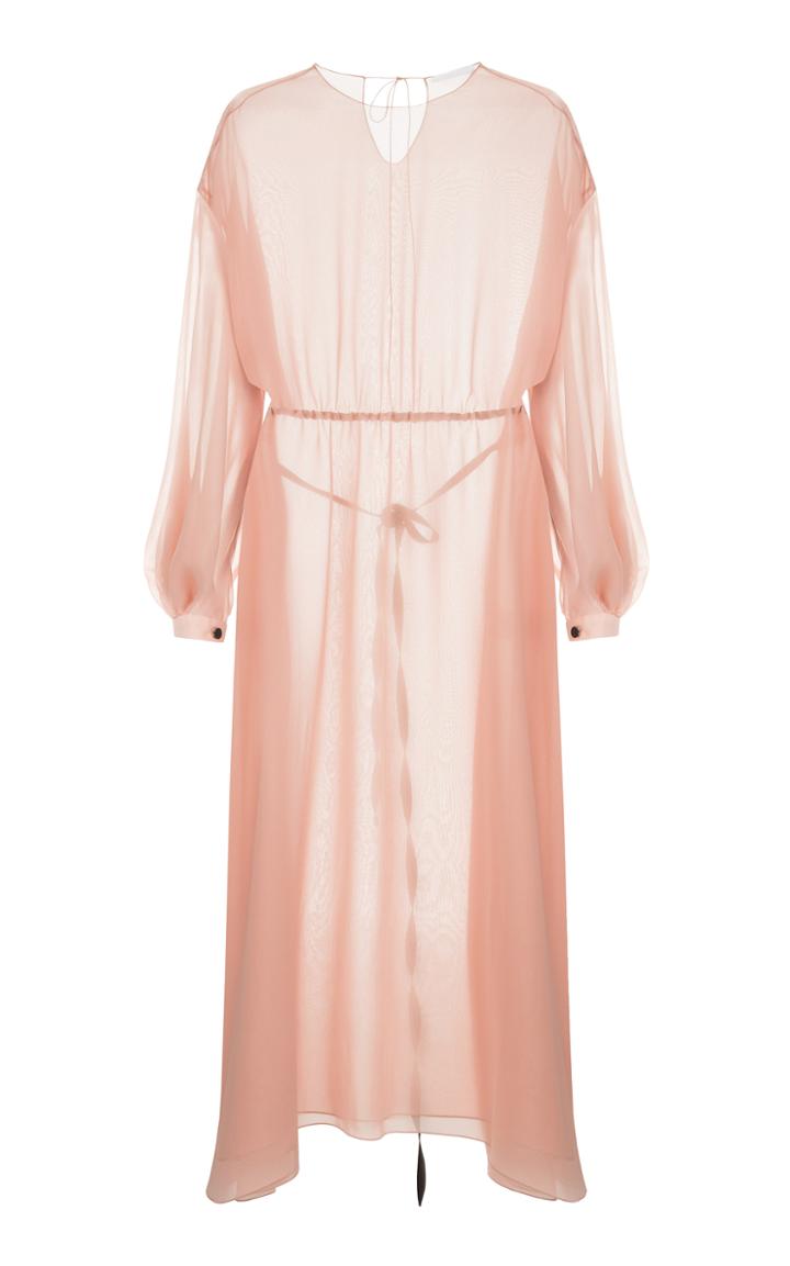 Lake Studio Long Sleeve Silk Dress With Tie