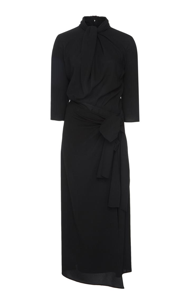 Prada Tie-neck Long Sleeve Maxi Dress