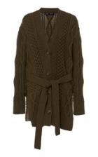 Proenza Schouler Belted Cable Knit Wool Cardigan