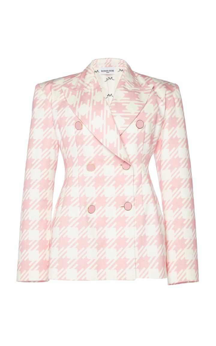 Moda Operandi Rowen Rose Vichy Iconic Checked Double-breasted Blazer Size: 34