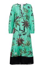 Moda Operandi Dorothee Schumacher Powerful Flora Fringed Silk Midi Dress Size: 1