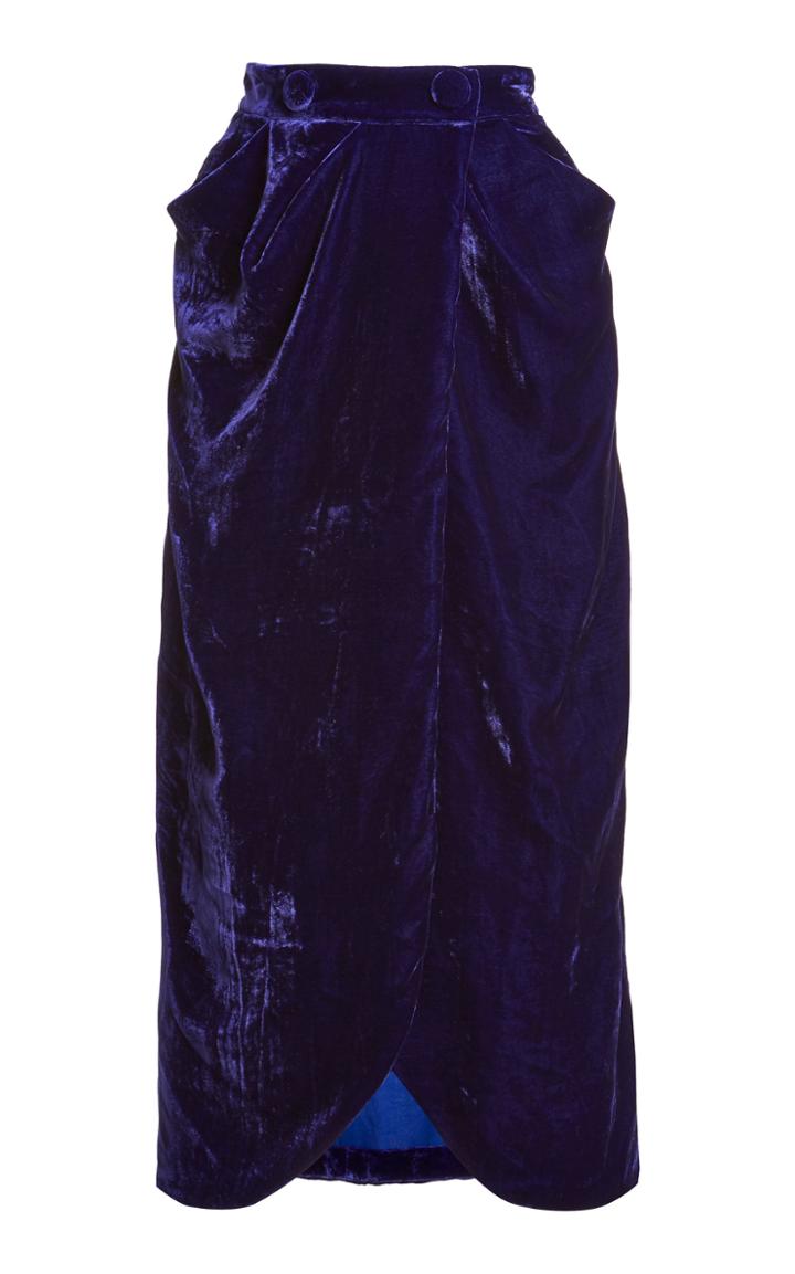 Moda Operandi Dundas Pleated Velevet Wrap Skirt