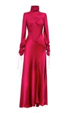 Alejandra Alonso Rojas Flared Long Sleeve Silk Turtleneck Dress