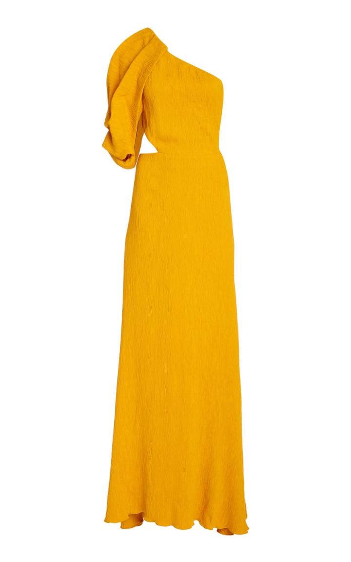 Moda Operandi Johanna Ortiz Shimmering Blush Removable Sleeve Crepe Dress