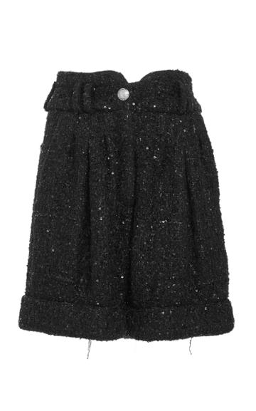 Balmain High-waisted Sequin Tweed Shorts