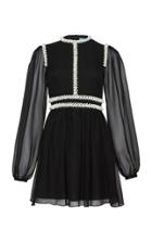 Macgraw Raven Pearl-trim Chiffon Mini Dress