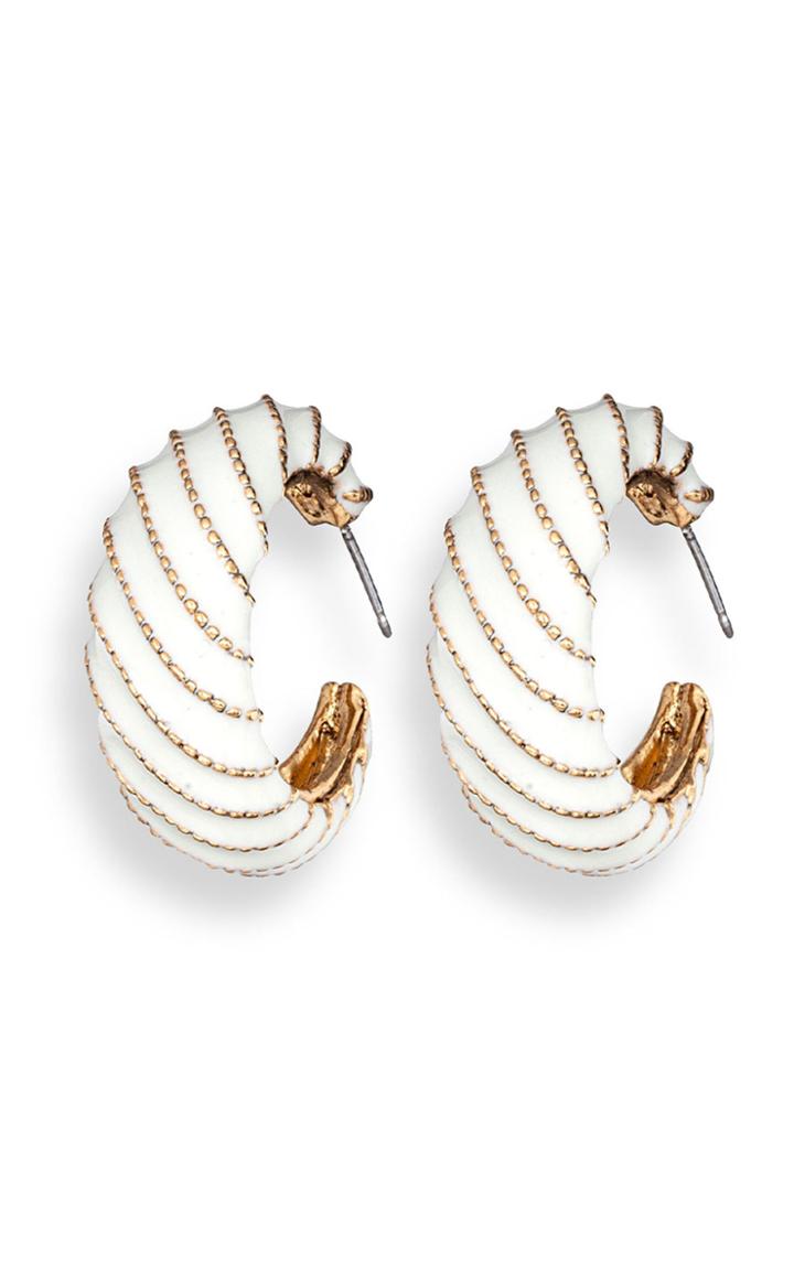 Jennifer Behr Brass And Enamel Scroll Hoop Earrings