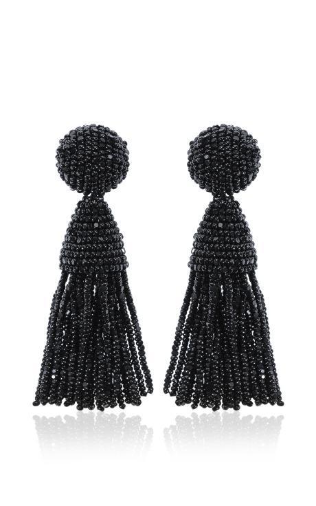 Oscar De La Renta Short Tassel Earring Black