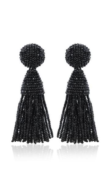 Oscar De La Renta Short Tassel Earring Black