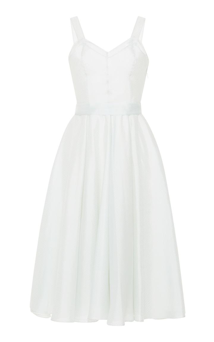 Luisa Beccaria Organdy Striped Midi Dress