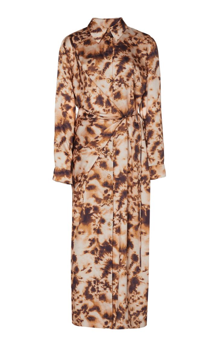 Nanushka Bisso Tie-dye Draped Satin Shirt Dress