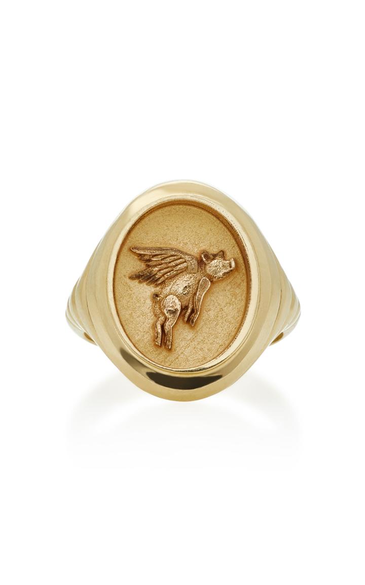 Retrouvai Flying Pig 18k Gold Ring