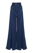 Sara Battaglia High Waisted Stitch Wide Leg Jeans
