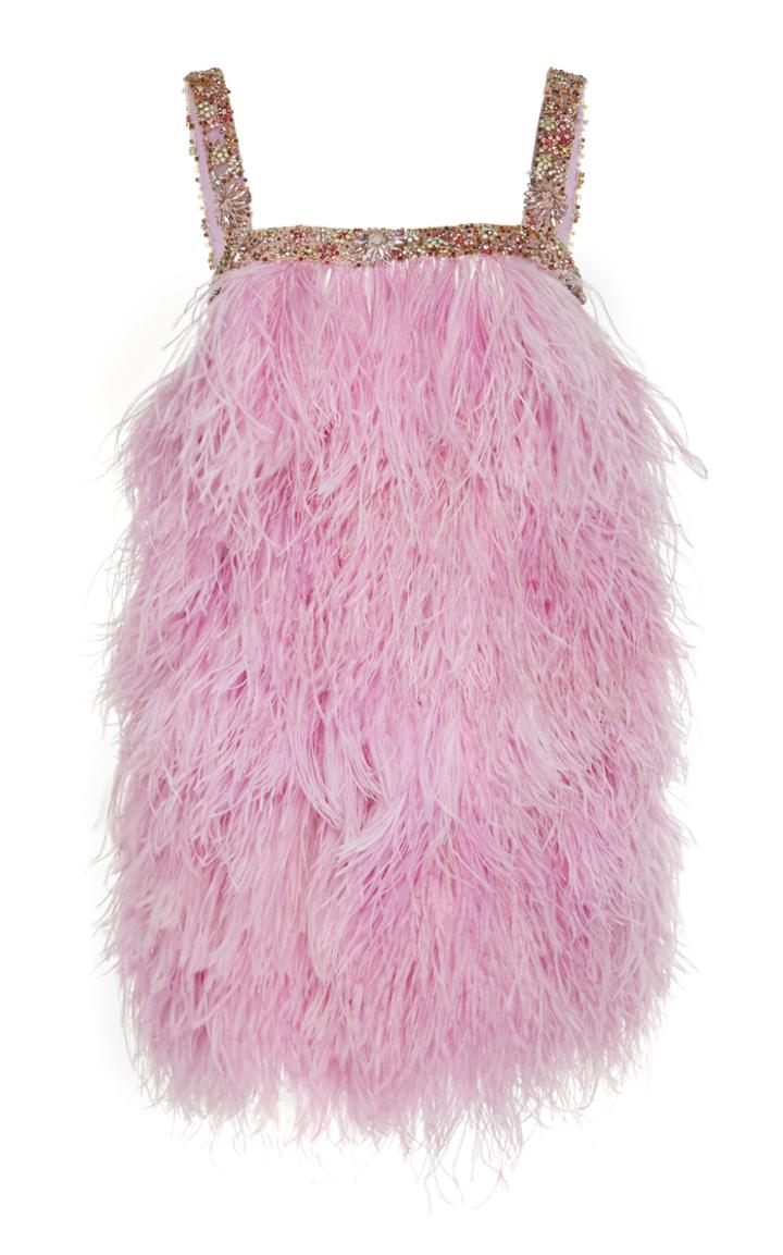 Naeem Khan Sequin-trimmed Feather Mini Dress
