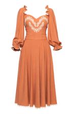 Moda Operandi Lena Hoschek Boudoir Lace-trimmed Slub Midi Dress