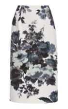 Carolina Herrera Floral-print Stretch-cotton Pencil Skirt