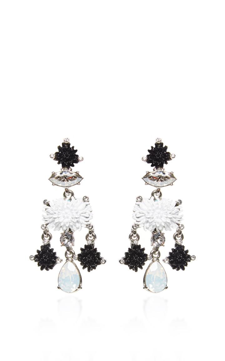 Oscar De La Renta Black Dahlia Earrings