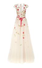 Monique Lhuillier Illusion Jewel Neck Organza Ball Gown