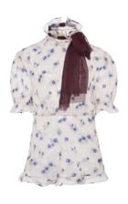 Miu Miu Tie-detailed Floral-print Georgette Top