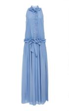 Lanvin Ruffled Sleeveless Silk Maxi Dress