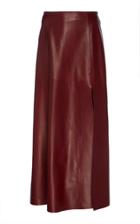 Salvatore Ferragamo Nappa Leather Maxi Slit Skirt