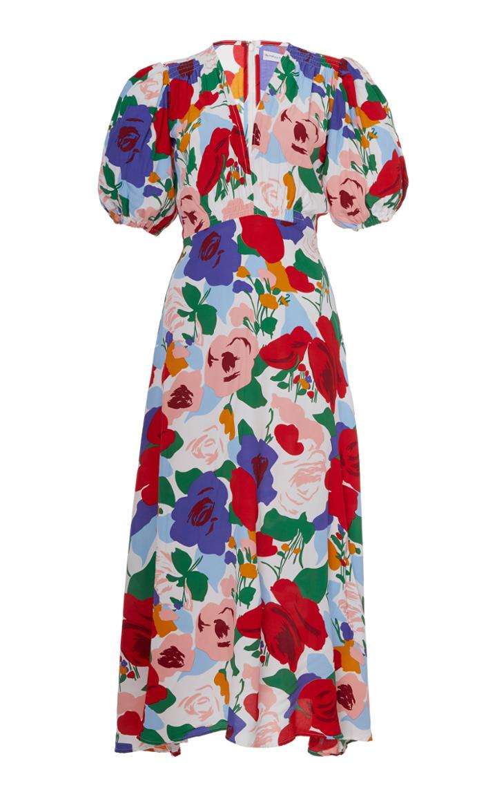 Faithfull The Brand Vittoria Floral Crepe Midi Dress