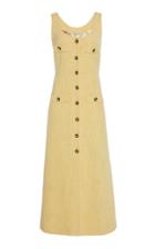 Alessandra Rich Button-embellished Cotton Blend-tweed Midi Dress