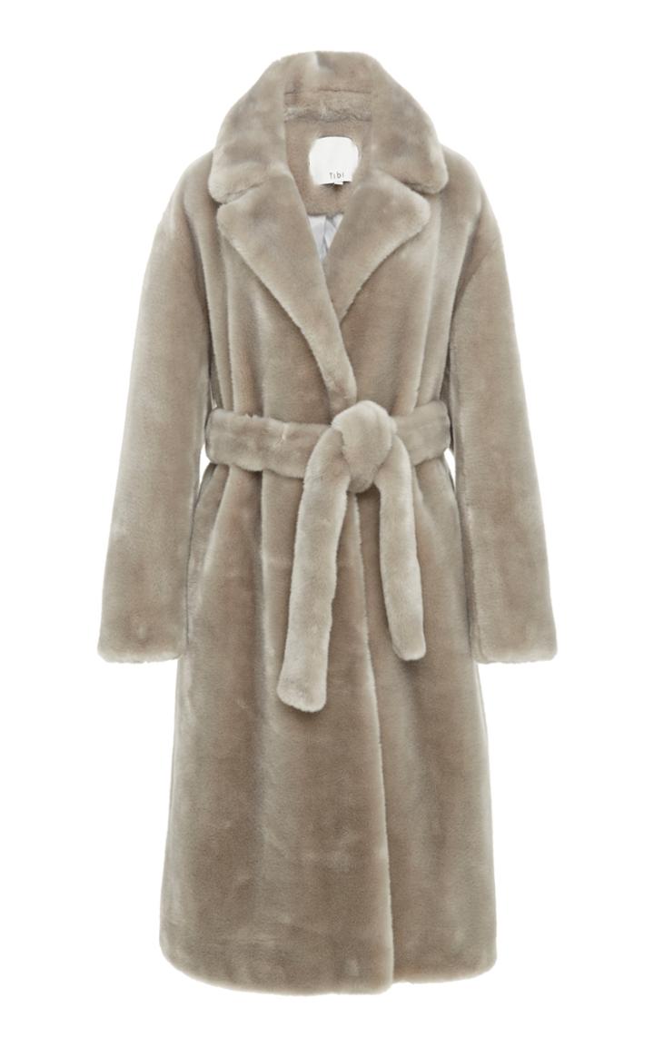 Tibi Oversized Belted Faux Shearling Coat