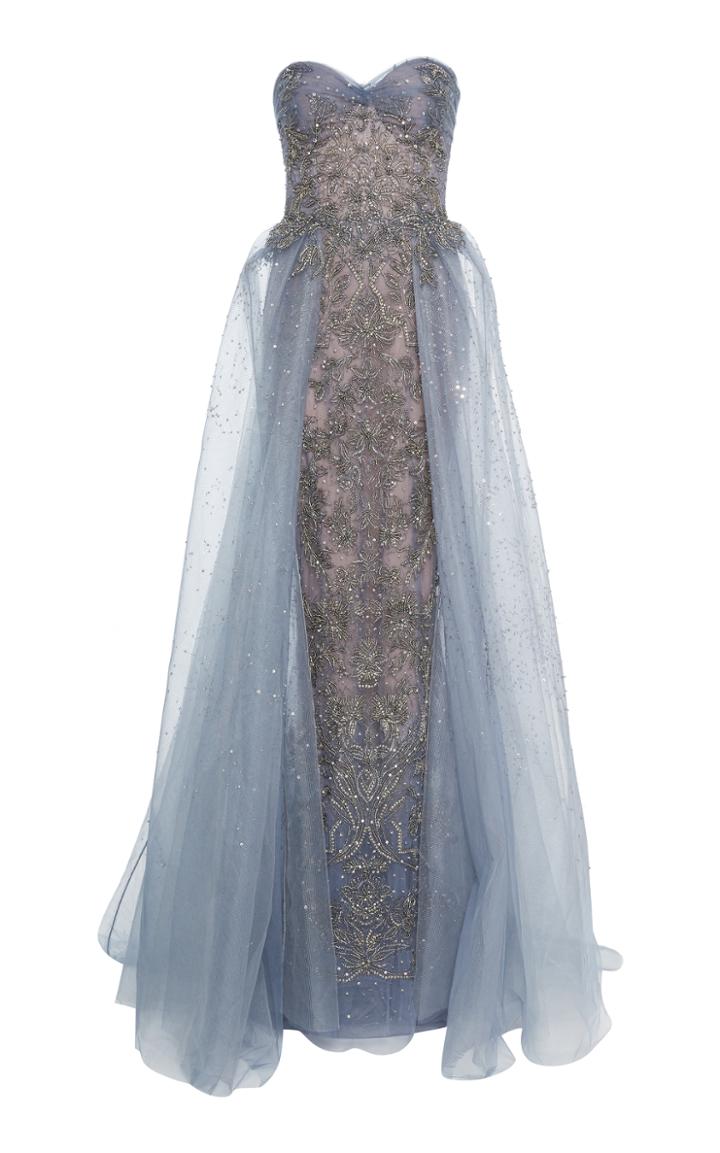 Marchesa Beaded Overskirt Gown