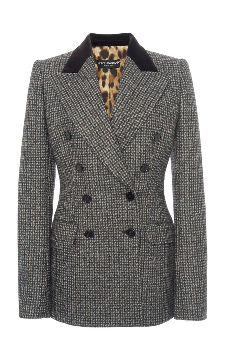 Dolce & Gabbana Plaid Double-breasted Wool-blend Blazer