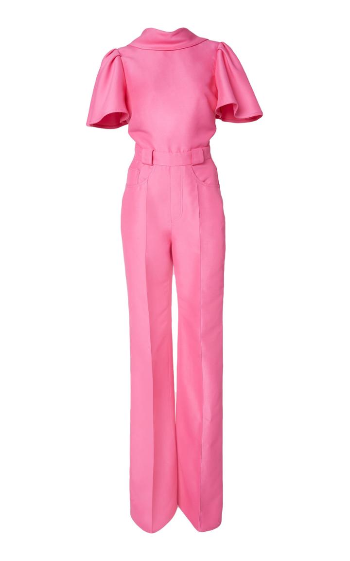 Brandon Maxwell Straight Leg Flutter Sleeve Jumpsuit