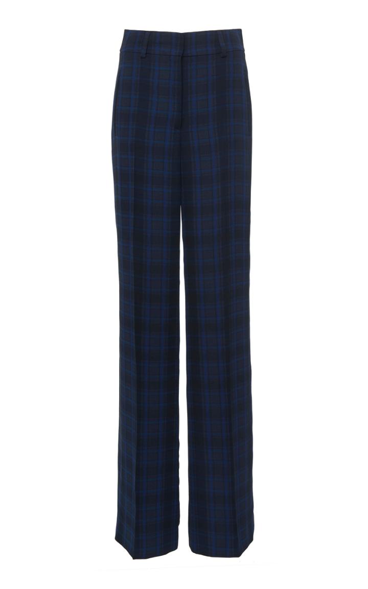 Akris Flore Silk Plaid Wide-leg Pants