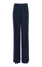 Akris Flore Silk Plaid Wide-leg Pants