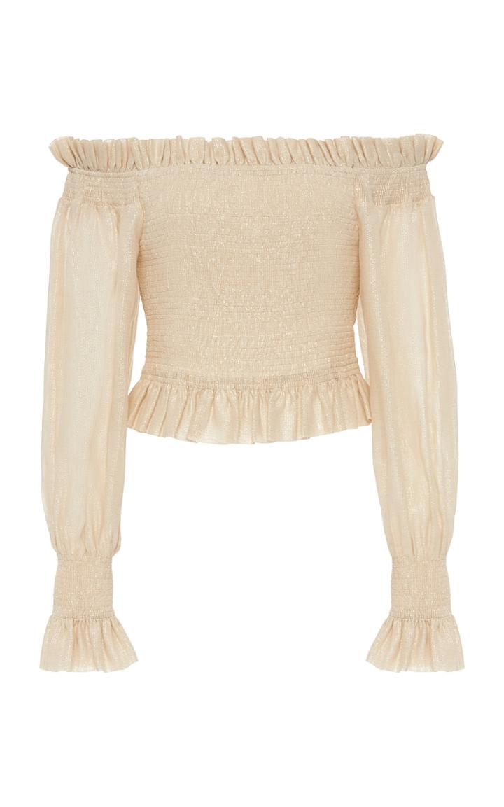 My Beachy Side Smocked Off-the-shoulder Cotton Top