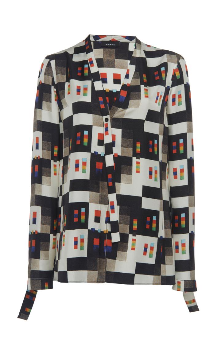 Akris Printed Silk Crepe Blouse