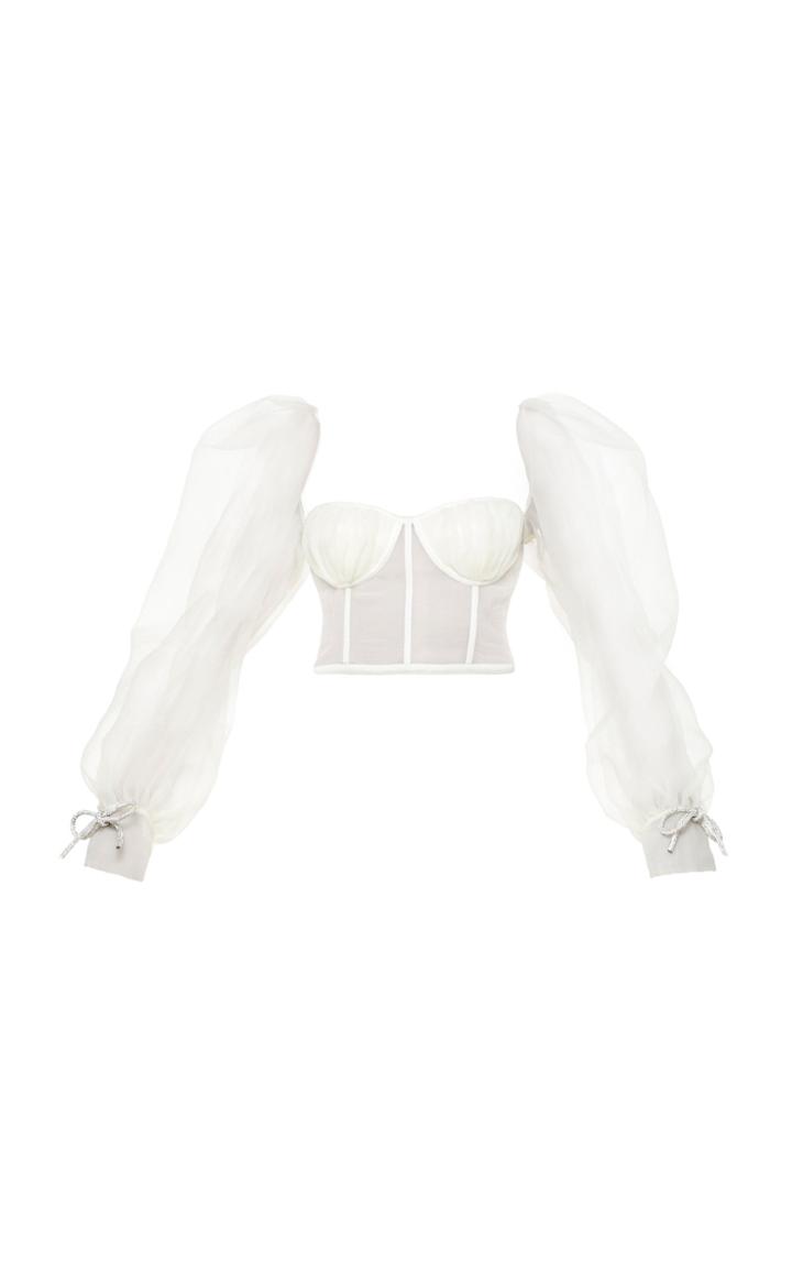 Moda Operandi Mach & Mach Corseted Silk Organza Crop Top