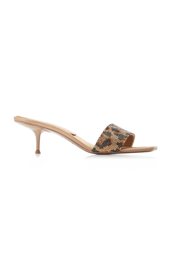 Alexander Wang Jessie Leopard-print Crystal-embellished Leather Sandal