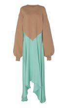 Jw Anderson Two-tone Satin-paneled Woven Midi Dress